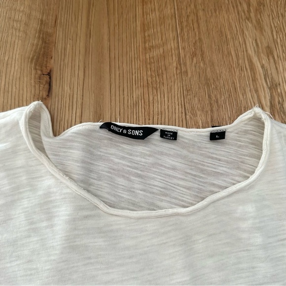 ONLY & SONS OFF WHITE ONSALBERT SLUB CREW NECK TEE - L - Picture 8 of 14